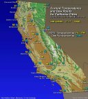 Map- Current Temp and Dew Points for California